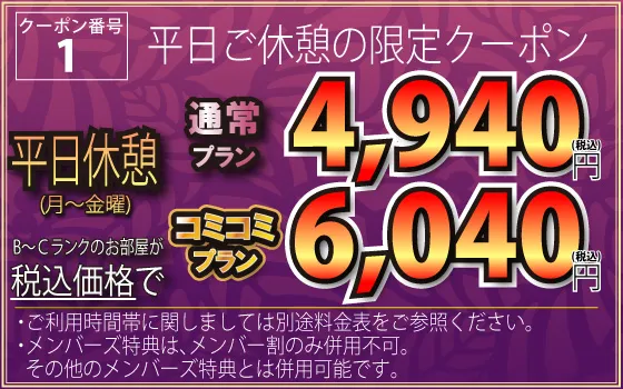 平日休憩(月～金)4,490円税別